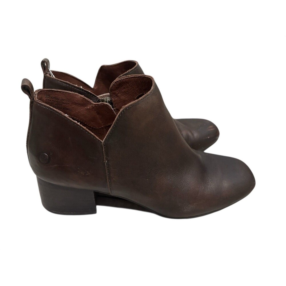 Born Womens Size 9 Brown Leather Block Heel Square Toe Ankle Booties Aneto